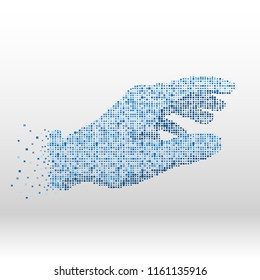 Abstract image of businessman hand reaching, Sort of blue dots. Vector illustration design.