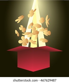 Abstract image of a butterfly fly out of the box
