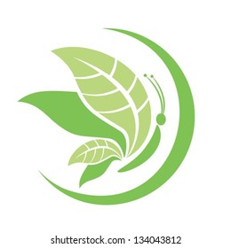 The abstract image of a butterfly, with leaves instead of wings.Vector. EPS-10 (non transparent elements,non gradient).