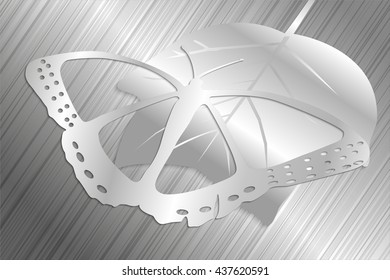Abstract image of a butterfly sitting on a leaf. Vector illustration.