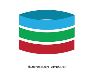 An abstract image of a can or curved sheet with different color layers. Editable Clip Art.