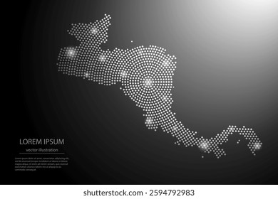 Abstract image Central America map from point Gray and glowing stars on a dark background. Vector illustration eps 10.