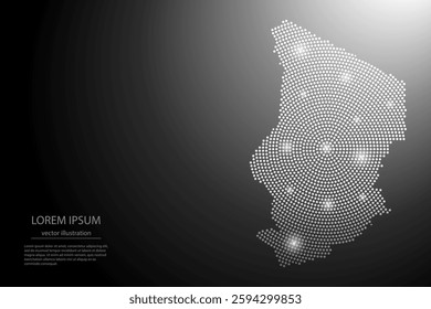 Abstract image Chad map from point Gray and glowing stars on a dark background. Vector illustration eps 10.