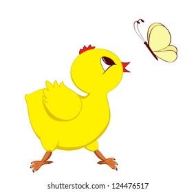 Abstract image of chick with butterfly