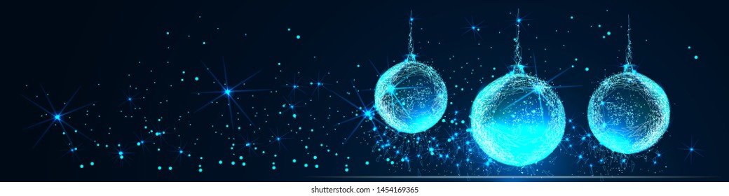 Abstract image of a Christmas ball in the form of a starry sky or space. Christmassy vector wireframe concept. Headline