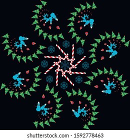 Abstract image of christmas elements, fractals, vector