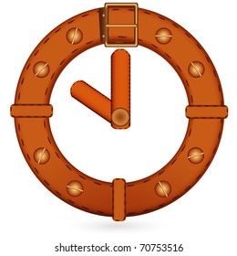 Abstract image clock made from a leather belt