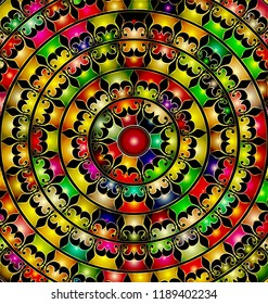 abstract image of color circles consisting of lines and figures