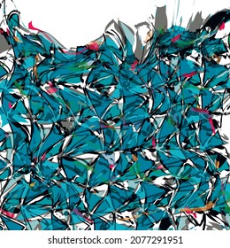 An abstract image confronts a pile of broken glass.