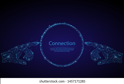 Abstract image of a Connections in the form of a starry sky or space, consisting of points, lines, and shapes in the form of planets, stars and the universe. Low poly vector background.