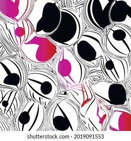 The abstract image consists of alternating lines and puffy spots.