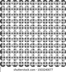 The abstract image consists of black circles. Above them there is a splicing of smaller white transparent figures.