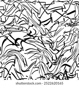 The abstract image consists of stretched and distorted lines and spots intersecting with each other.