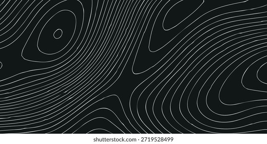 Ein abstraktes Bild mit Konturlinien auf tiefschwarzem Hintergrund. Organische wellenartige Muster, die an eine topographische Karte, Schallwellen, Marmortextur oder ein futuristisches digitales Muster erinnern.

