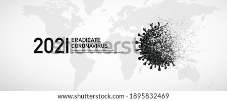 Abstract image of corona virus eradication. world map background.
