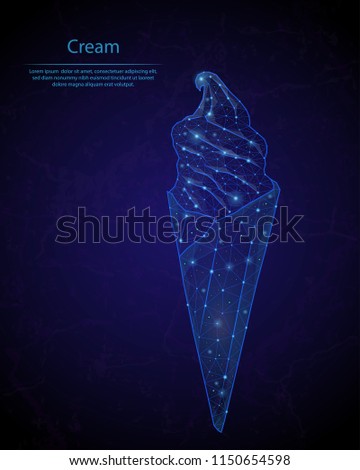 Abstract image of a Cream in the form of a starry sky or space, consisting of points, lines, and shapes in the form of planets, stars and the universe. Low poly vector background.
