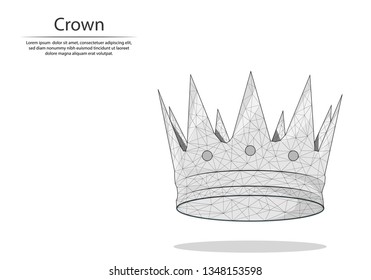 Abstract image Crown in the form of lines and dots, consisting of triangles and geometric shapes. Low poly vector background.