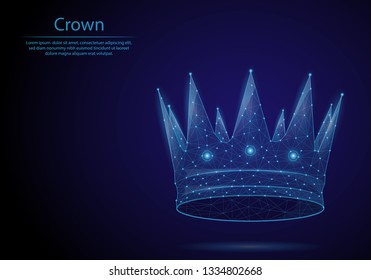 Abstract image crown in the form of a starry sky or space, consisting of points, lines, and shapes in the form of planets and the universe. Low poly vector background.