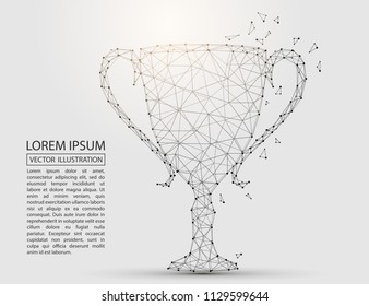 Abstract image of the Cup, consisting of 3D triangles, lines, points and connections. Vector illustration of EPS 10.