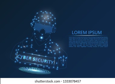 Abstract image of Cyber Security Concept. Illustrates the idea of cybersecurity or privacy of information in the form of lines and shapes, pieces of glass. Antivirus