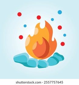 An abstract image depicting a fire flame held in a hand formed by ice. This represents the delicate balance between hot and cold elements.