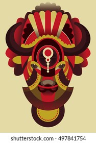 Abstract image of diabolic Red Bull of geometric shapes
