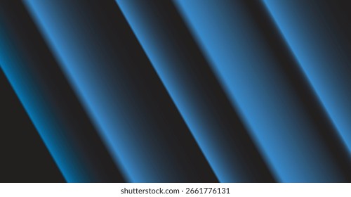 Imagem abstrata de linhas azuis diagonais com sombreamento gradiente em um plano de fundo escuro.