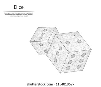 Abstract image dice in the form of lines and dots, consisting of triangles and geometric shapes. Low poly vector background