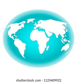 Abstract image of the earth with white continents with backlighting the turquoise color of the background. Vector illustration on white background