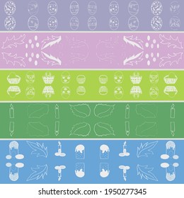 abstract image of easter, easter ribbons, eggs, leaves, candles, easter, colored lines