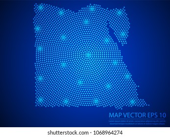 Abstract image Egypt map from point blue and glowing stars on Blue background.Vector illustration eps 10.