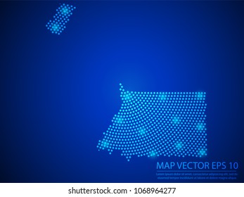 Abstract image Equatorial Guinea map from point blue and glowing stars on Blue background.Vector illustration eps 10.