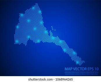 Abstract image Eritrea map from point blue and glowing stars on Blue background.Vector illustration eps 10.