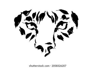 Abstract image of the face of a tiger close-up.