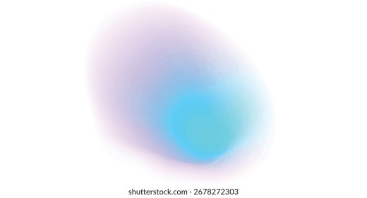 Uma imagem abstrata apresentando uma forma borrada e oval.  As cores se misturam do roxo-claro ao azul-petróleo vibrante, criando um efeito etéreo suave.