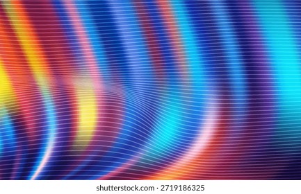Imagen abstracta con ondas de luz fluidas y coloridas y sutil textura a rayas. Perfecto como fondo dinámico para proyectos creativos,