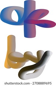 Imagen Abstractas con tubos de degradado de colores y Formas sobre un fondo blanco de diseño de arte