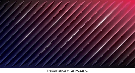 Abstract image featuring a diagonal pattern of metallic, ribbed lines. The texture has a gradient color transition from dark blue to pink.