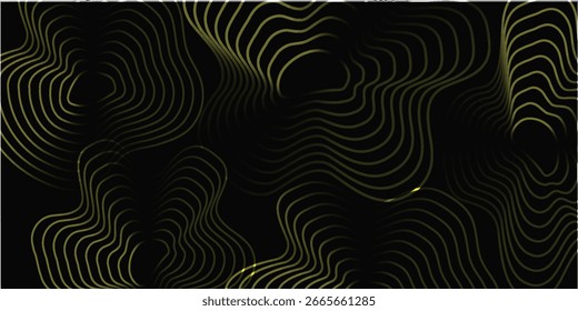 Abstract image featuring flowing, undulating gold lines on a black background.  The lines create a sense of depth and movement.