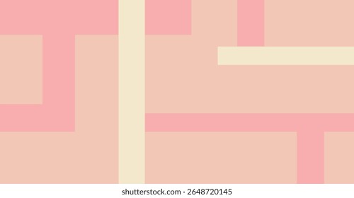Uma imagem abstrata apresentando um padrão geométrico de retângulos rosa e bege interseccionais.  O design cria uma estética moderna e minimalista.