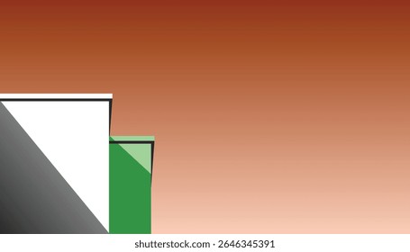 An abstract image featuring geometric shapes, positioned at the bottom left against a teal-to-light gradient background.
