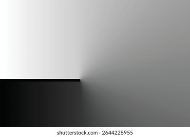 An abstract image featuring a horizontal line that sharply divides the frame. Above the line, a gradient transitions in intensity from one side to the other.