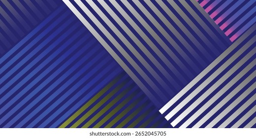 Uma imagem abstrata que apresenta linhas diagonais que se cruzam em vários tons de azul, prata e verde-mudo.  As linhas criam um padrão geométrico com...
