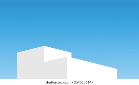 Uma imagem abstrata apresentando uma forma geométrica minimalista com ângulos nítidos na parte inferior da moldura. A forma é posicionada sobre um plano de fundo, criando uma composição de alto contraste.