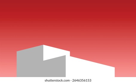 Uma imagem abstrata apresentando uma forma geométrica minimalista com ângulos nítidos na parte inferior da moldura. A forma é posicionada sobre um plano de fundo, criando uma composição de alto contraste.