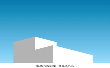 Uma imagem abstrata apresentando uma forma geométrica minimalista com ângulos nítidos na parte inferior da moldura. A forma é posicionada sobre um plano de fundo, criando uma composição de alto contraste.