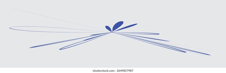 Uma imagem abstrata com linhas finas e azuis escuras e formas que irradiam para fora de um ponto central contra um plano de fundo cinza claro. 