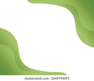 Abstract image featuring two green, wave-like shapes on a white background.  No people, places, or events are depicted.