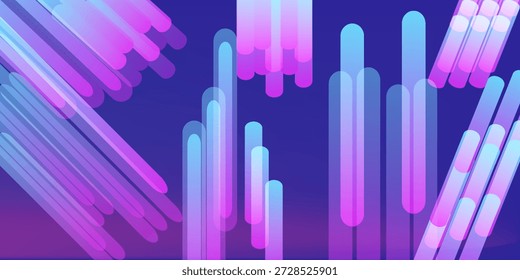 Abstract image featuring vertical neon blue and pink light streaks, creating a vibrant and futuristic visual effect. The lights have a blurred quality, giving a sense of motion and depth