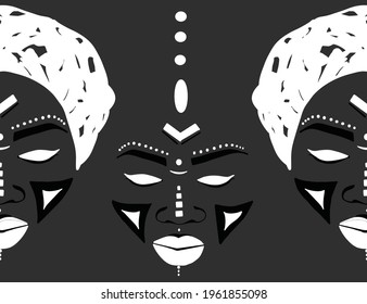 abstract image of a female face, mask, illustration of female masks